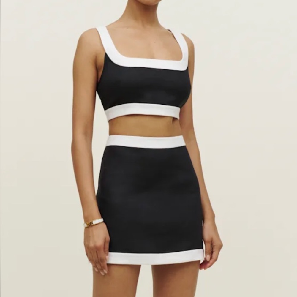 Reformation Linen Two Piece: Black and White